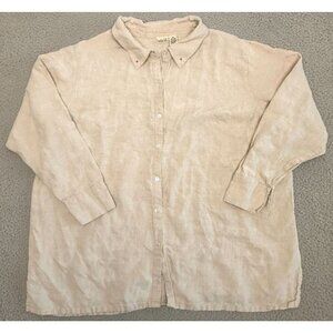 Linden Hill Linen Shirt Lagenlook Boho Coastal Oversized Beige Tan